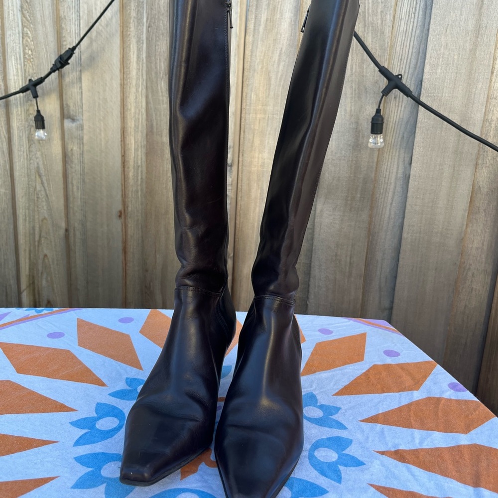 Ann Taylor Sleek Brown Knee High Boots